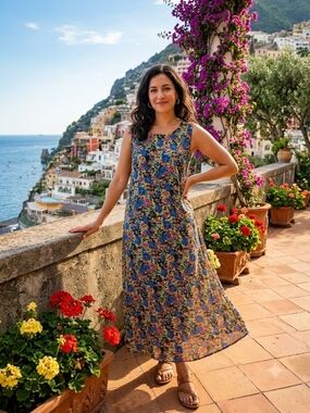 VTG Sarah Arizona Reversible Floral Sleeveless Midi Dress 2-in-1 Petite